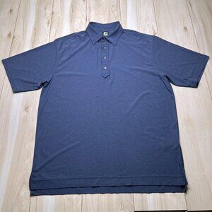 FootJoy Mens Navy Texture Print Stretch Pique Golf Polo T-Shirt Size X-Large